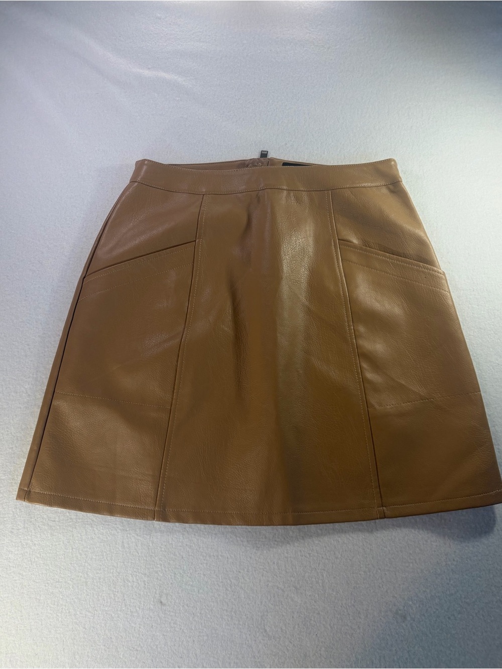 Vero Moda Faux Leather A-Line Skirt in Camel Brown